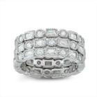 Diamonart Womens 4 Ct. T.w. Lab Created Round White Cubic Zirconia Sterling Silver Band
