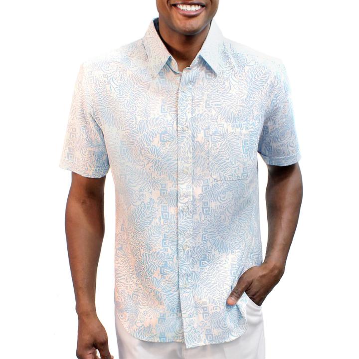 Steve Harvey Short Sleeve Leaf Button-front Shirt
