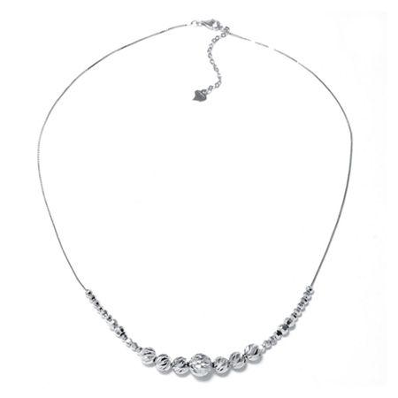 Sterling Silver Diamond-cut Graduated Bead Necklace