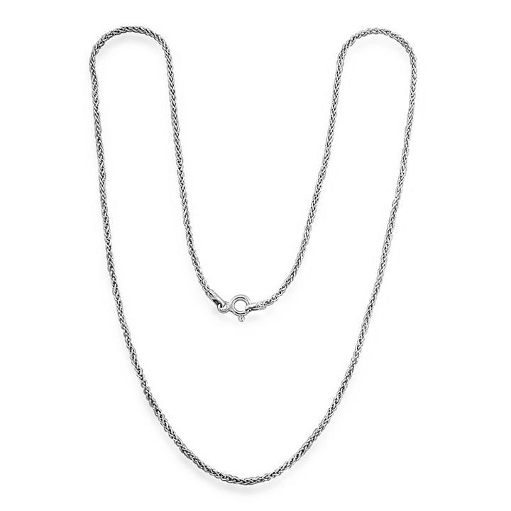 Made In Italy Sterling Silver Solid Wheat Chain Necklace