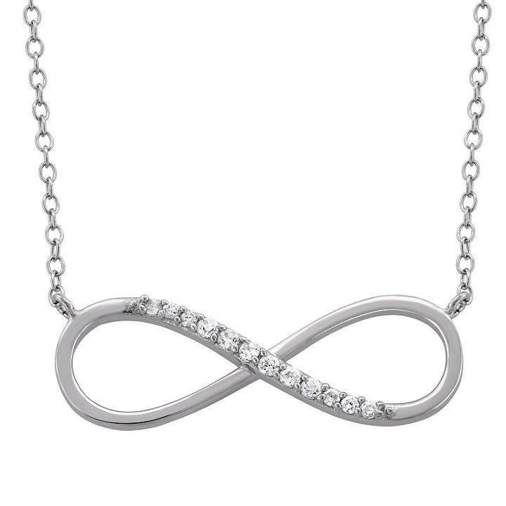Diamonart Womens 1/5 Ct. T.w. White Cubic Zirconia Infinity Pendant Necklace