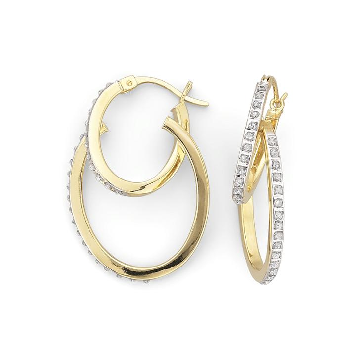 Diamond Fascination&trade; 32.1mm Double Hoops