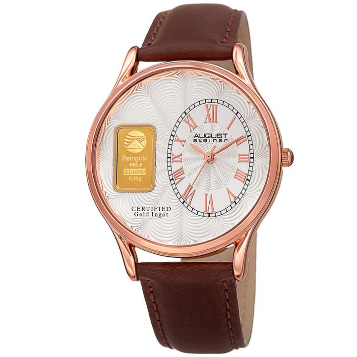 August Steiner Mens Brown Strap Watch-as-8224rg
