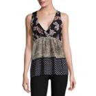 Libby Edelman Sleeveless Mixed Print Tiered Top