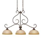 Riverton 3-light Linear Pendant In Peppercorn Withlinen Swirl Glass