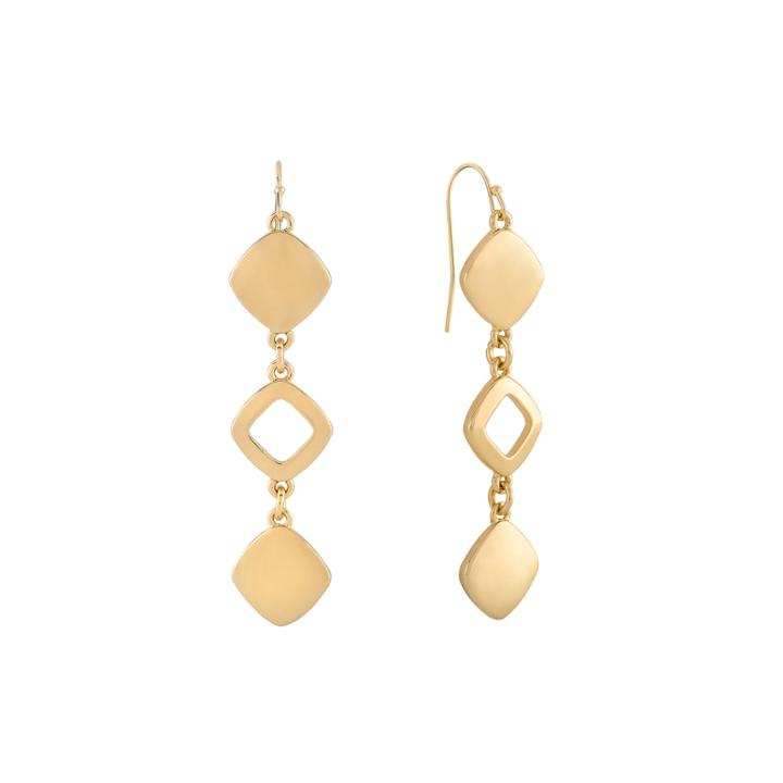 Liz Claiborne Gold-tone Square Linear Drop Earrings