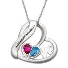 Personalized Womens Multi Color Cubic Zirconia Sterling Silver Heart Pendant Necklace