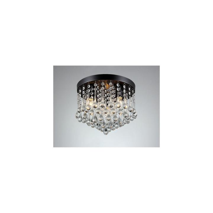 Warehouse Of Tiffany Gisela 3-light Crystal 12-inch Black-finish Flush Mount