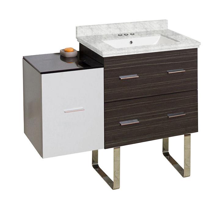 37.75-in. W Floor Mount White-dawn Grey Vanity Setfor 3h4-in. Drilling Bianca Carara Top White Um Sink