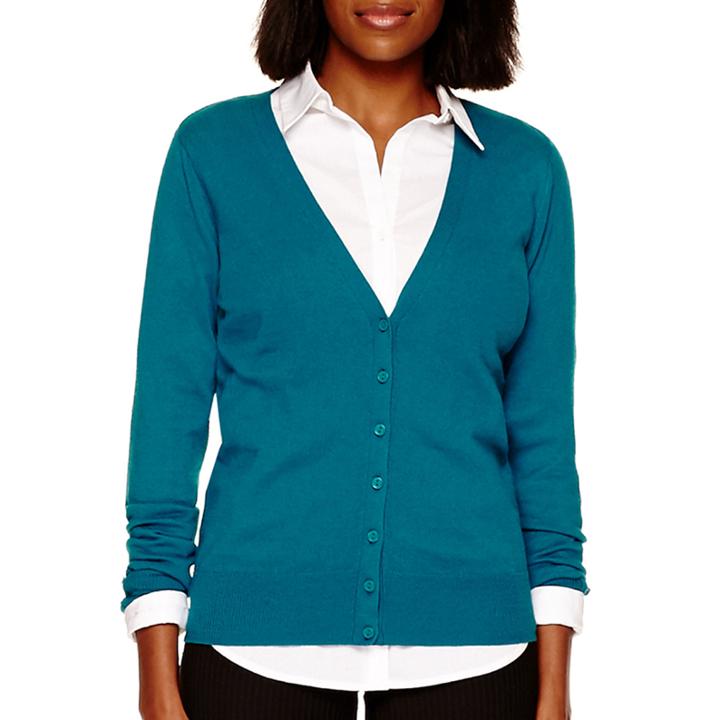 Worthington Long-sleeve Button-front Cardigan - Tall