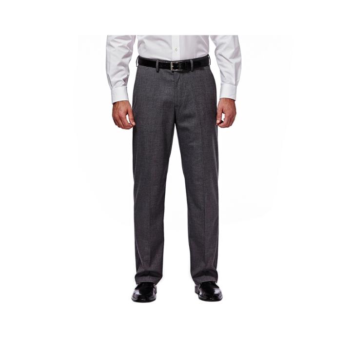 Haggar Premium Stretch Grey Flat-front Suit Pants - Clasic Fit
