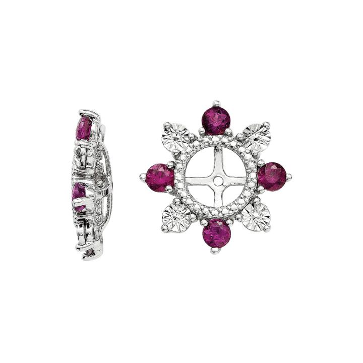 Genuine Purple Rhodolite Garnet Sterling Silver Earring Jackets