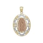 Tesoro&trade; 14k Tri-color Gold Our Lady Of Guadalupe Filigree Pendant
