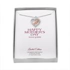 Womens Diamond Accent Sterling Silver & 14k Rose Gold Over Silver Mom Heart Pendant Necklace