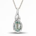Womens Diamond Accent Blue Aquamarine Gold Pendant Necklace