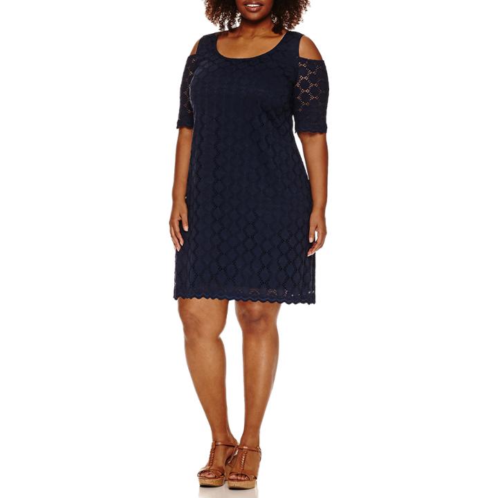 Ronni Nicole Elbow Sleeve Lace Sheath Dress-plus
