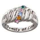Personalized Silver Crystal Birthstone Family Ring