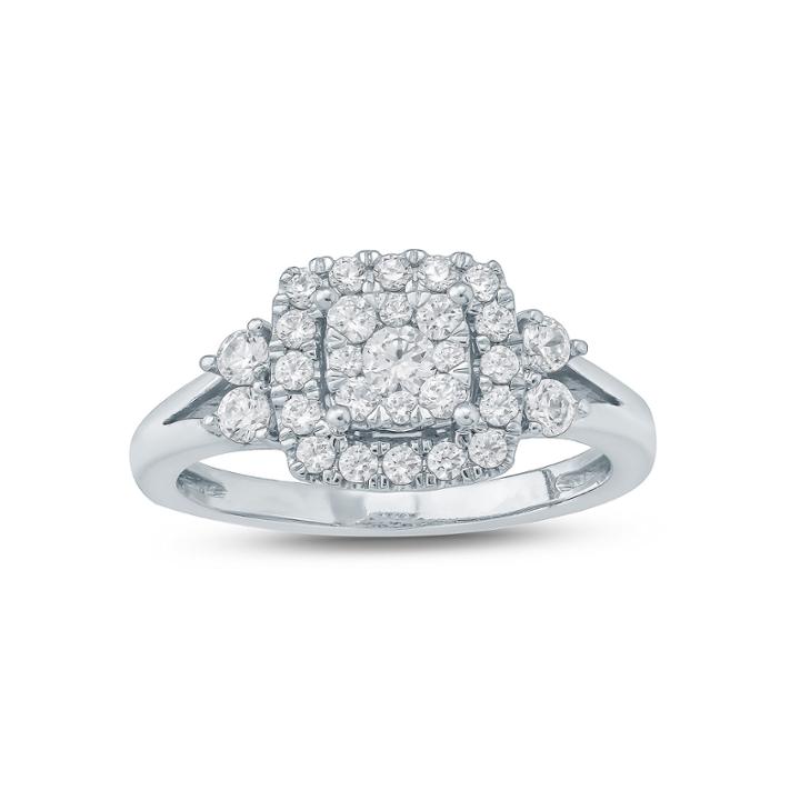 Womens 3/4 Ct. T.w. Genuine White Diamond 10k Gold Engagement Ring
