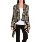 Larry Levine Long Sleeve Intarsia Cardigan Sweater