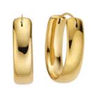 Gold Opulence 14k Gold Over Diamond Resin Oval Polished Hoopearrings