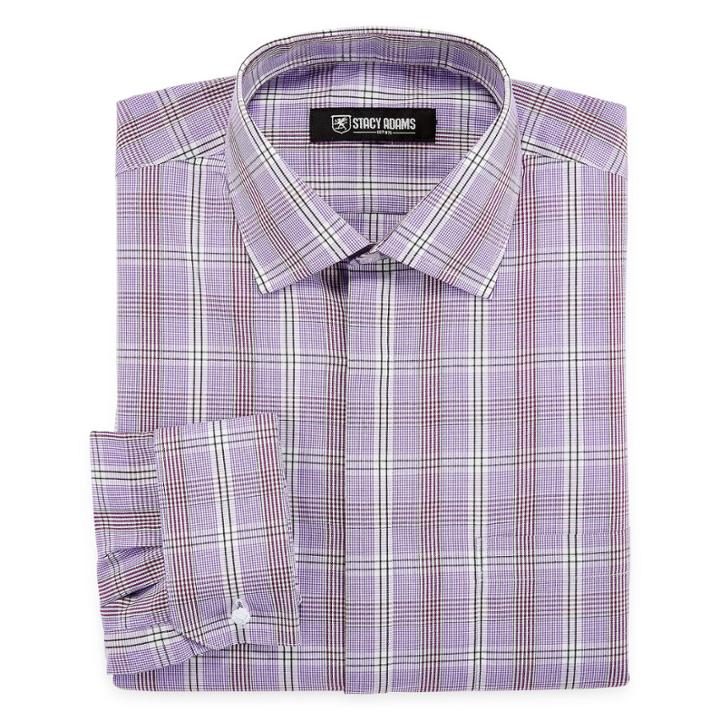 Stacy Adams Long Sleeve Woven Checked Dress Shirt