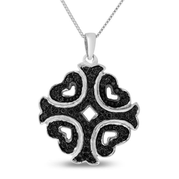 Womens 1/3 Ct. T.w. Black Diamond Cross Pendant Necklace