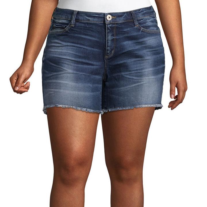 Arizona 4 1/2 Raw Edge Midi Shorts-juniors Plus