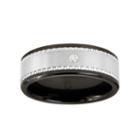 Men's Black Ceramic Ring W/ Tungsten & Diamond Accent