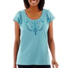 St. John's Bay Flutter-sleeve Embroidered Top