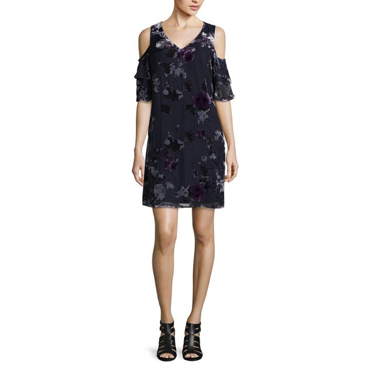 Luxology Short Sleeve Floral A-line Dress