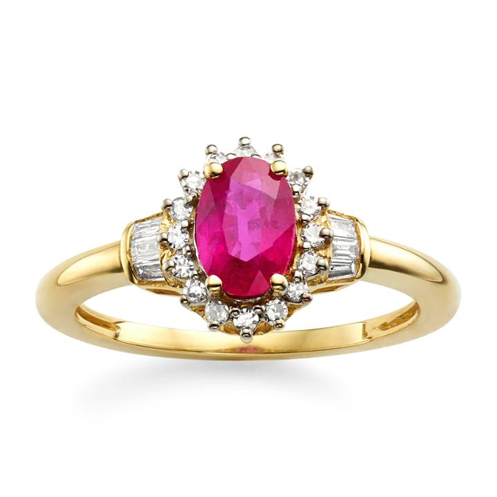 Lead Glass-filled Ruby & 1/4 Ct. T.w. Diamond 10k Gold Ring