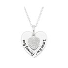 1/10 Ct. T.w. Diamond My Family My Heart Sterling Silver Pendant Necklace