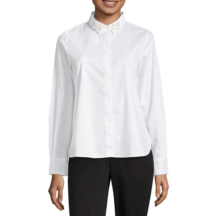 Liz Claiborne Pearl Collar Button-front Shirt
