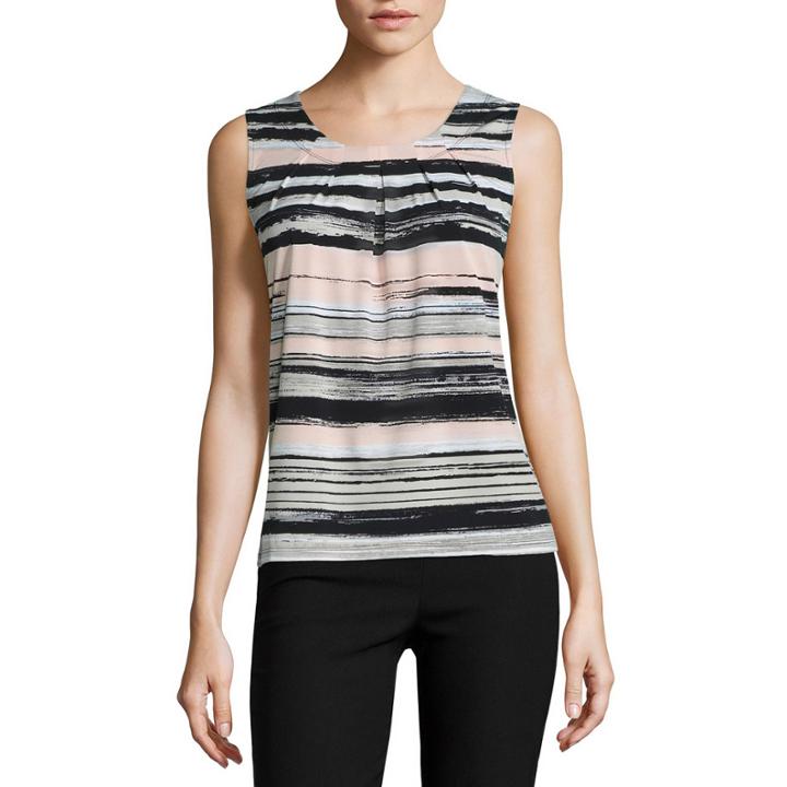 Black Label By Evan-picone Sleeveless Crew Neck Jersey Blouse