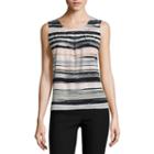 Black Label By Evan-picone Sleeveless Crew Neck Jersey Blouse