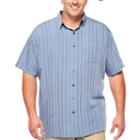 Van Heusen Short Sleeve Stripe Button-front Shirt-big And Tall