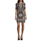 Ronni Nicole Elbow Sleeve Paisley Sheath Dress-petites