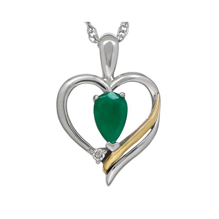 Genuine Emerald And Diamond-accent Heart Pendant Necklace