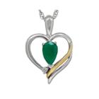 Genuine Emerald And Diamond-accent Heart Pendant Necklace