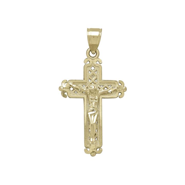 Tesoro™ 14k Yellow Gold Diamond-cut Crucifix Pendant