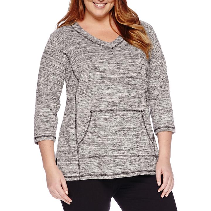 Liz Claiborne 3/4-sleeve Front-pocket Pullover - Plus