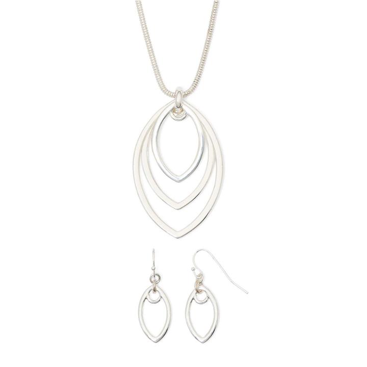 Liz Claiborne Two-tone Openwork Earring And Necklace Set