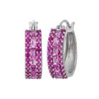 Lab Created Pink Sapphire & Lab Created Ruby Sterling Silver Earrings