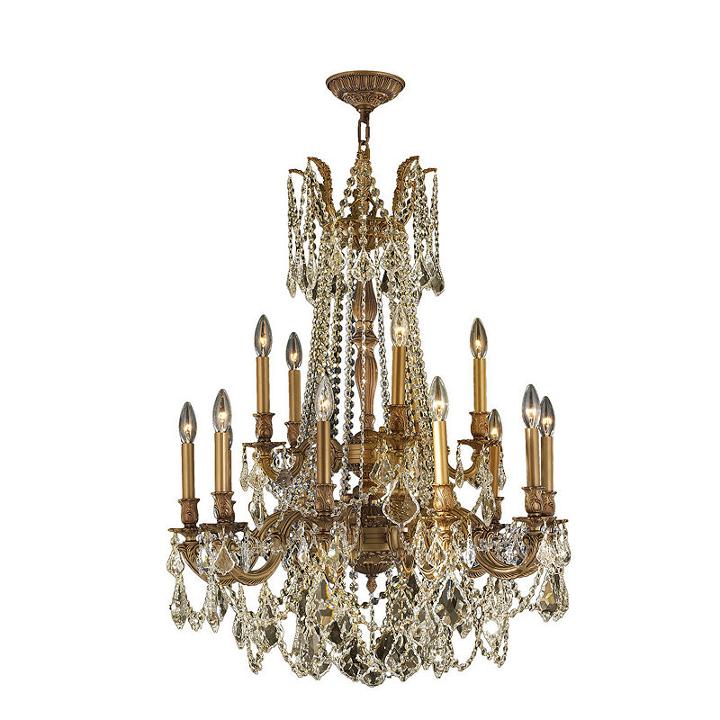 Windsor Collection 15 Light 2-tier Antique Bronzefinish And Golden Teak Crystal Chandelier