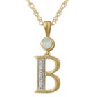 B Womens Lab Created White Opal 14k Gold Over Silver Pendant Necklace