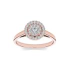 1/3 Ct. T.w. Diamond 10k Rose Gold Round Cluster Engagement Ring