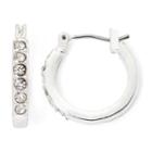 Liz Claiborne Silver-tone Crystal Small Hoop Earrings