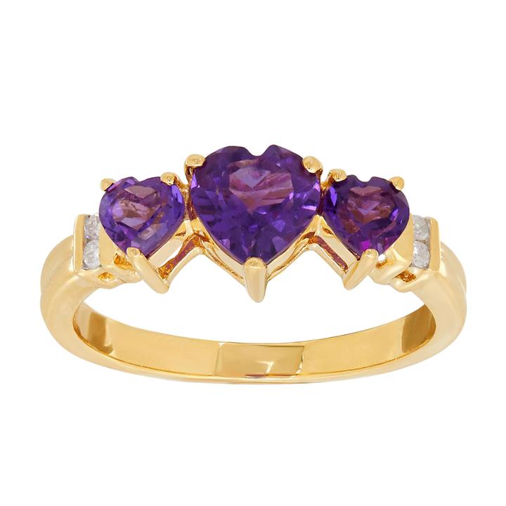 Genuine Amethyst & Diamond Accent 10k Yellow Gold Ring