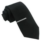 Jf J. Ferrar Black Satin Tie And Tie Bar Set - Slim