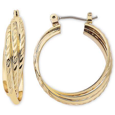 Monet Gold-tone Triple Twist Hoop Earrings